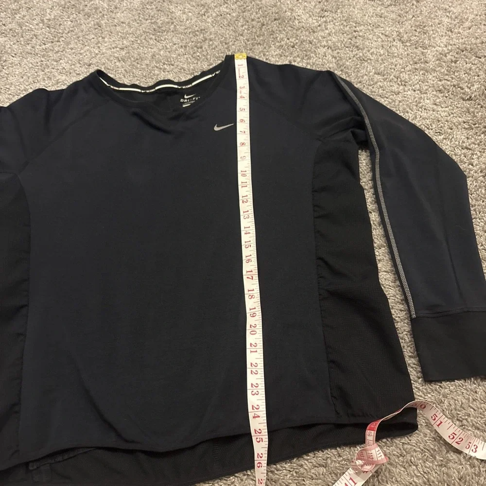 646653-010 Nike Women's running SPRINT reflective crew shirt Zip Pocket XL Black